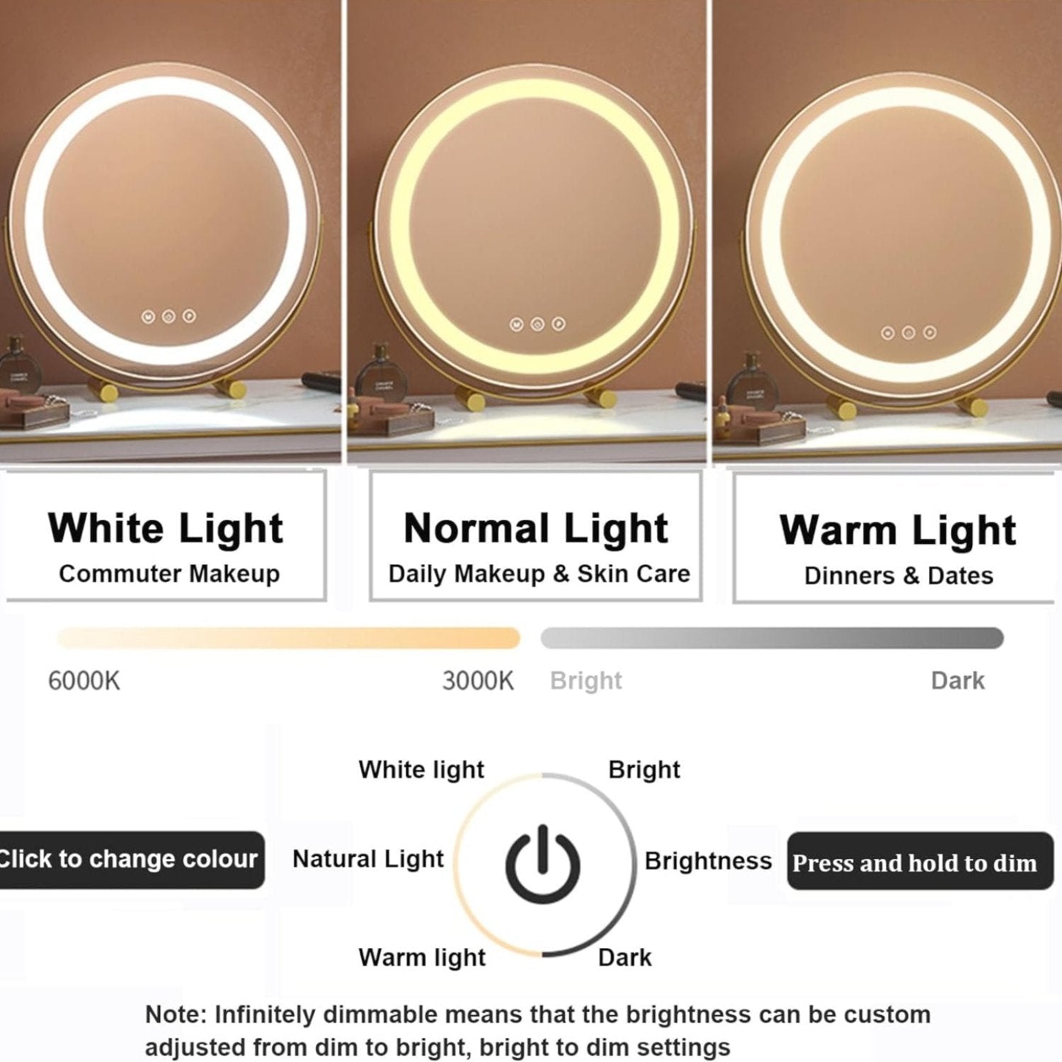 360° Rotating Dressing Table Vanity Mirror - Madina Gift