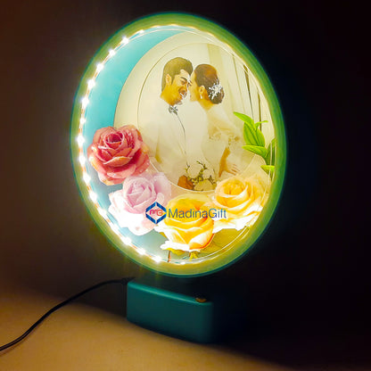 LED Photo Frame With Flowers - Blue