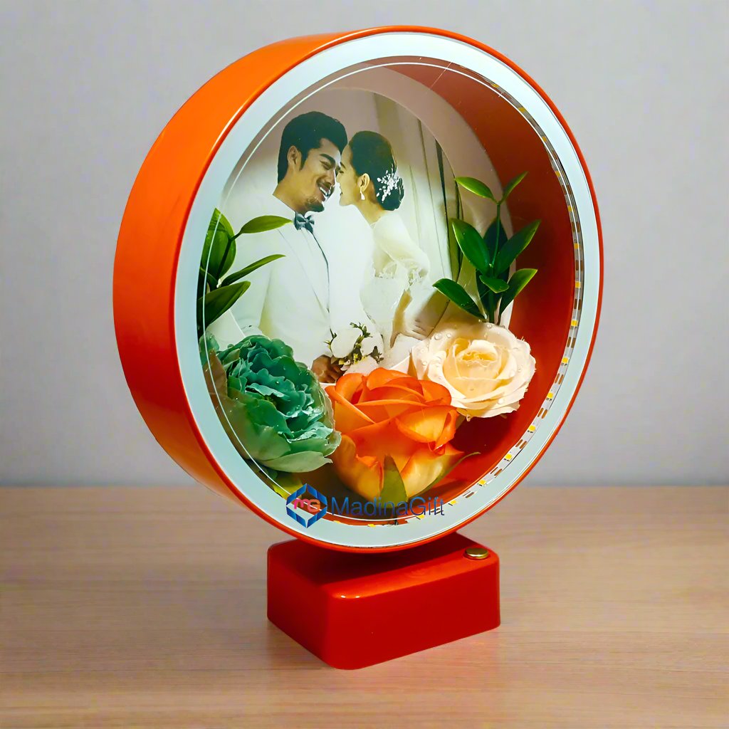 Red LED Photo Frame With Flowers 3 Sequence Light Effect