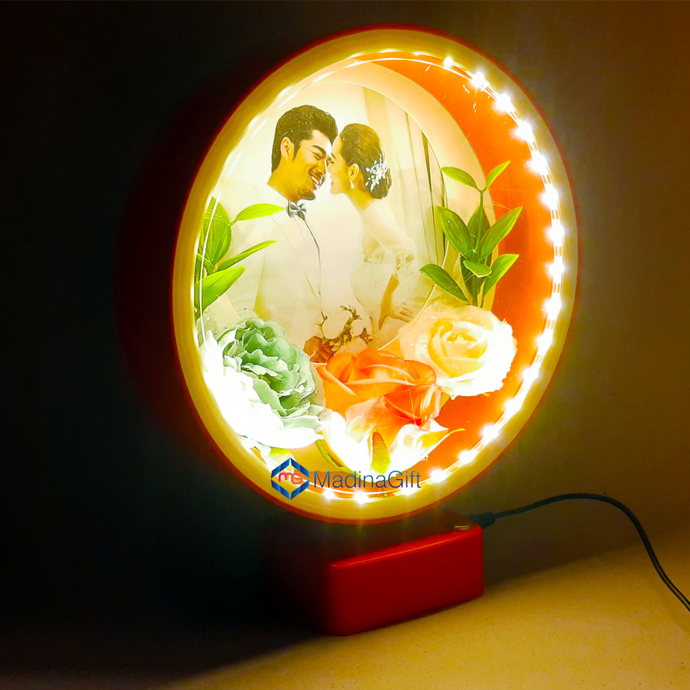 Red LED Photo Frame With Flowers 3 Sequence Light Effect