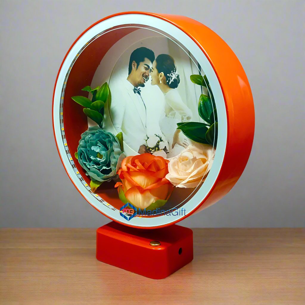 Red LED Photo Frame With Flowers 3 Sequence Light Effect