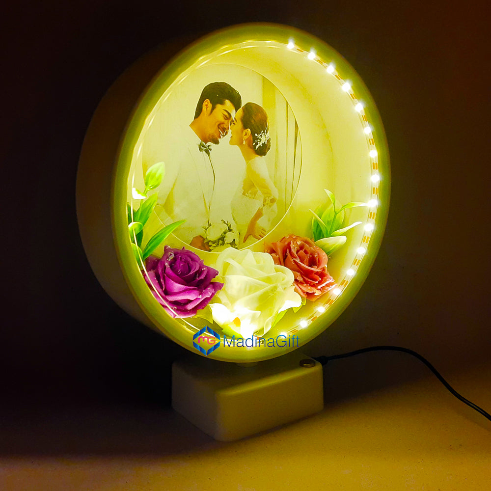 LED Photo Frame With Flowers - 3 Sequence Light Effect Madina Gift