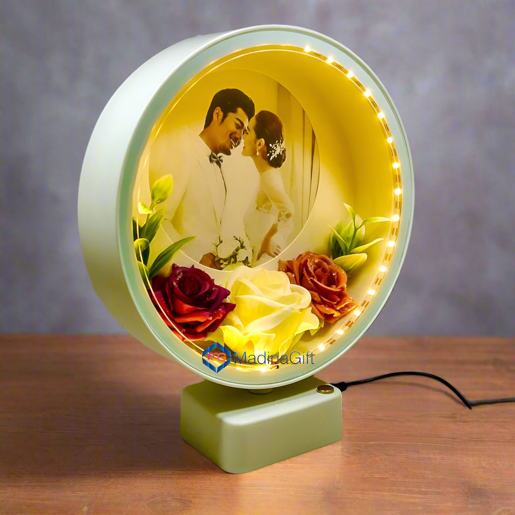 LED Photo Frame With Flowers - 3 Sequence Light Effect Madina Gift