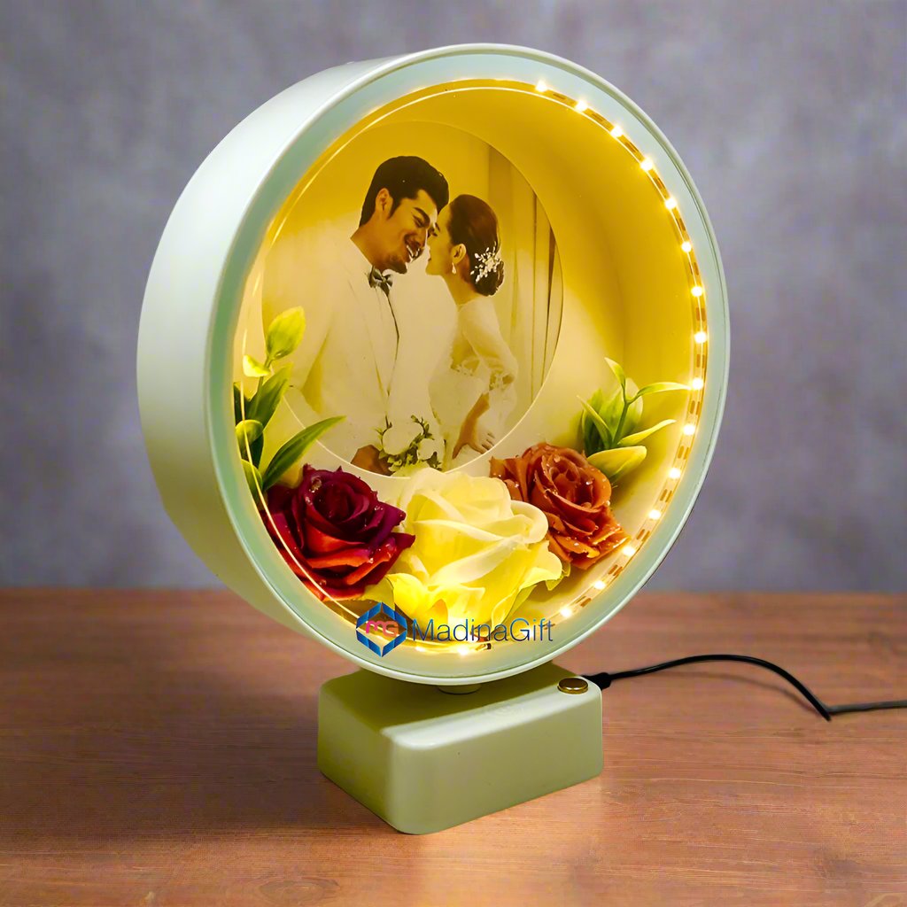 LED Photo Frame With Flowers - 3 Sequence Light Effect Madina Gift