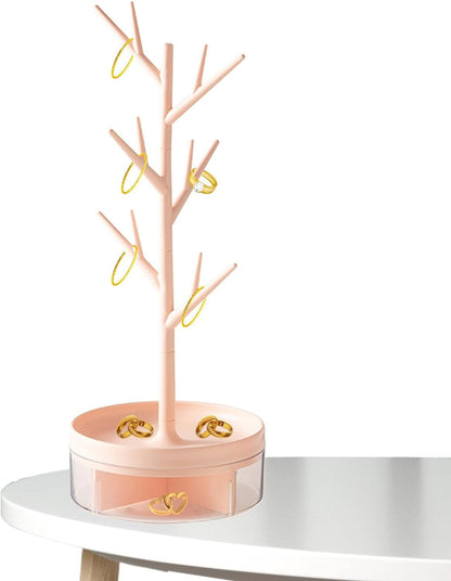 Standing Tree Branch Jewelry Organizer With Detachable Tray