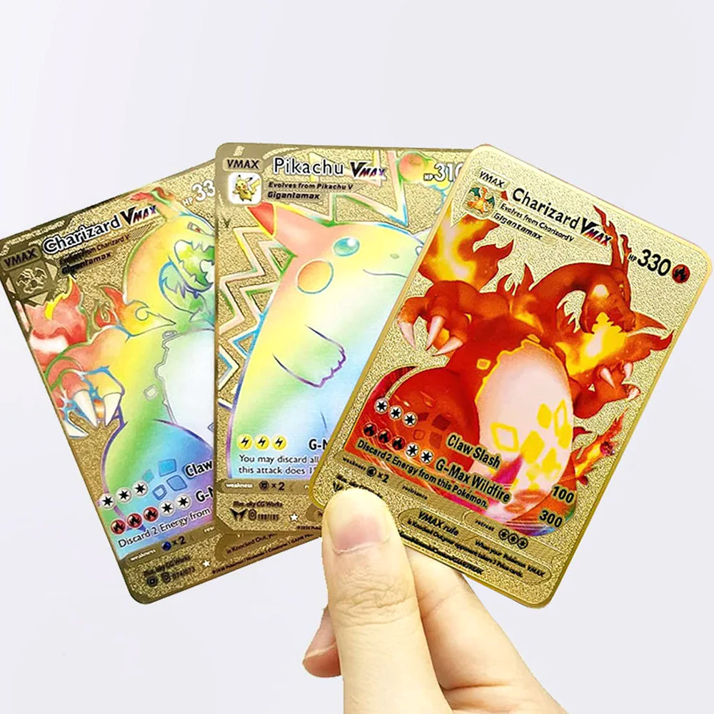 55 Pcs Pokemon Cartoon Collectible Golden Foil Cards Madina Gift