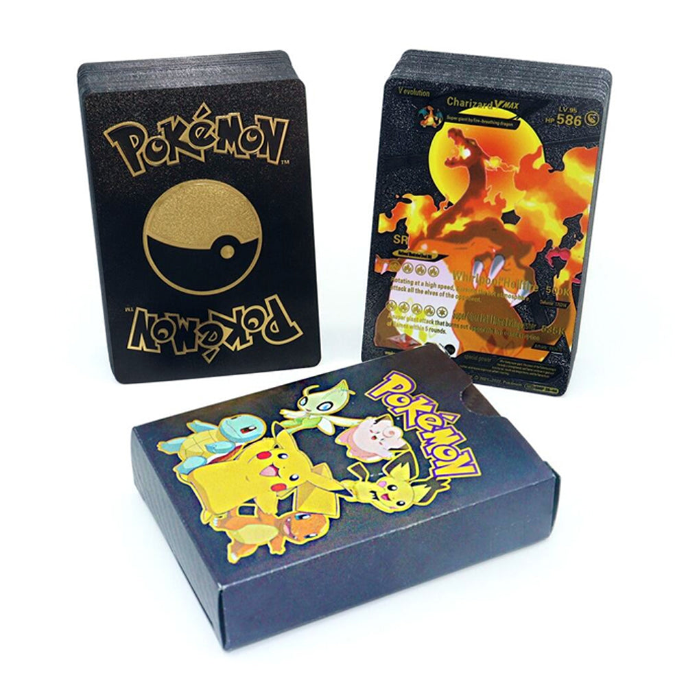 55 Pcs Pokemon Collectible Black Foil Cards Madina Gift