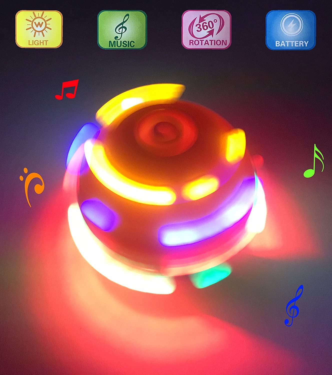 Spinning Top LED Light Up Rotary Desktop Gyro Top - Madina Gift