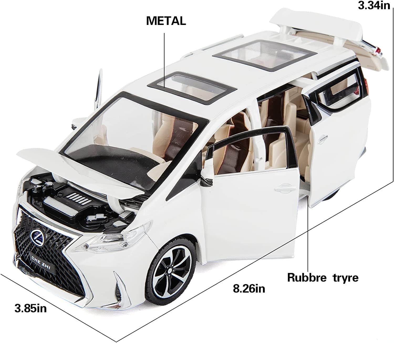 CHEZHI Lexus LM300 Diecast Alloy Pullback Model 1:24 Scale With Light & Music. Madina Gift