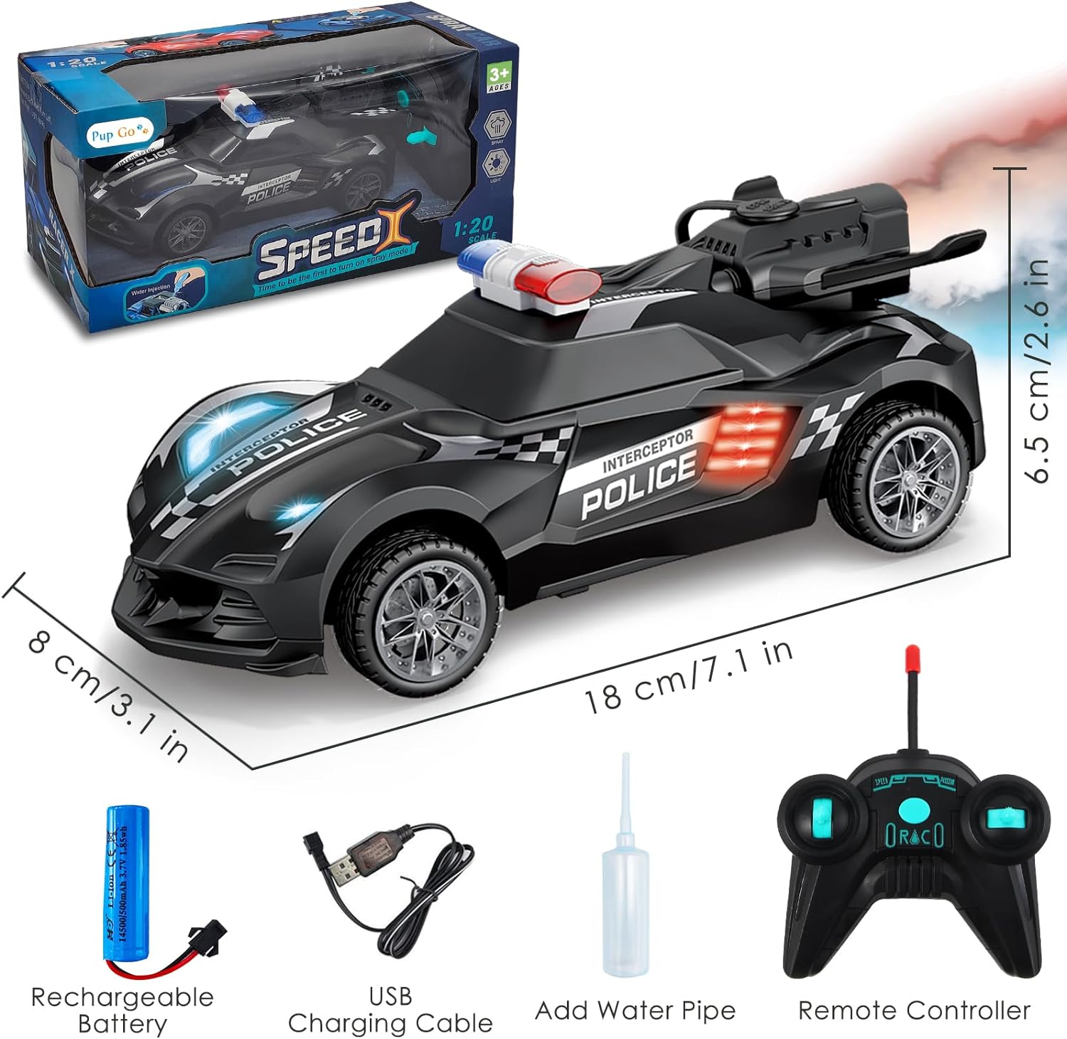 Speed X Police Car Remote Control With Spray KM660-2A - Madina Gift
