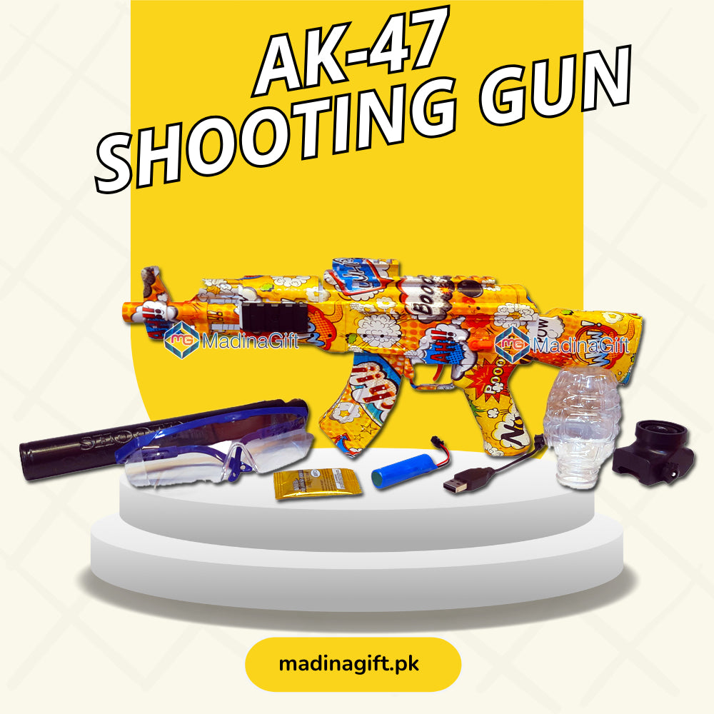 AK47 Water Bullets Shooting Gun 1853-G30B Rechargeable Automatic & Manual Functions Madina Gift