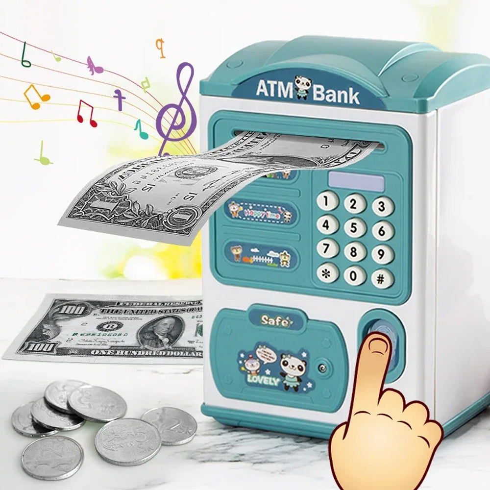 Line Shu Bao LSB6709 Happy Time ATM Money Saving Fingerprint Bank For Kids Madina Gift