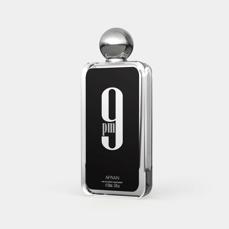 Perfume bottle labeled '9' by Afnan on a light gray background