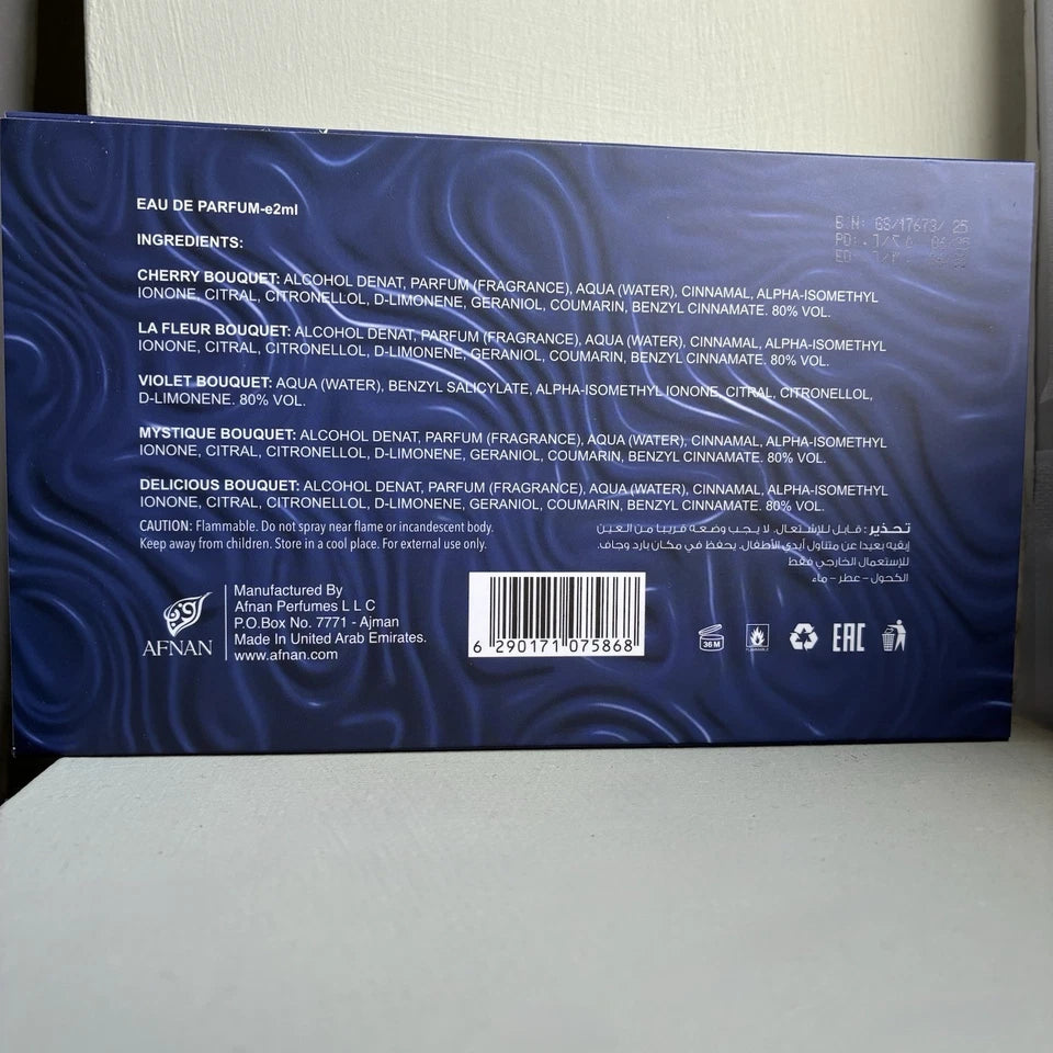 Afnan Bouquet Series Discovery Perfumes Kit 5 X 2 ML Madina Gift