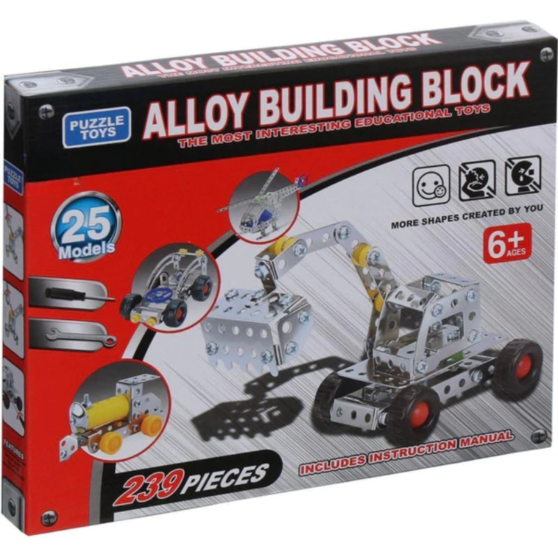 Alloy Construction Building Blocks Playset - 25 Models 239 Pieces - Madina Gift