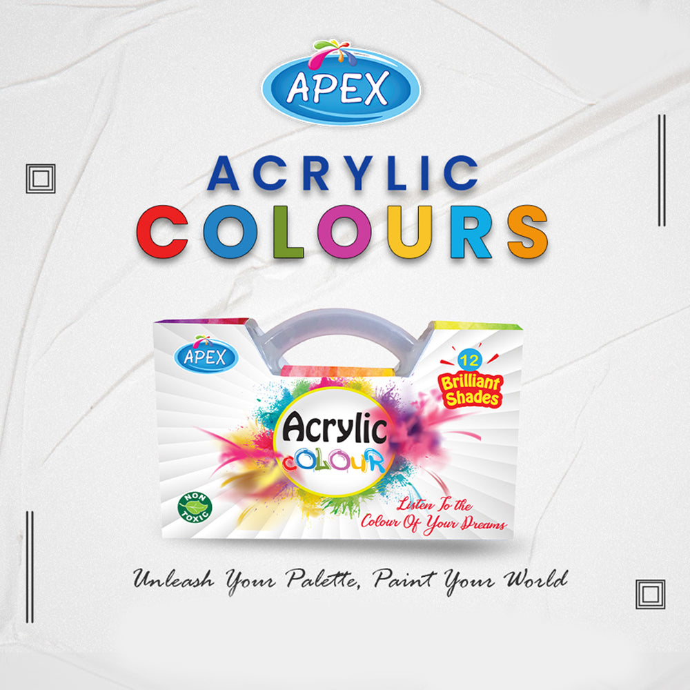 Apex Acrylic Color Set of 12 Brilliant Shades A-1112 - Madina Gift