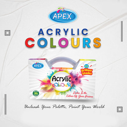 Apex Acrylic Color Set of 12 Brilliant Shades A-1112 - Madina Gift