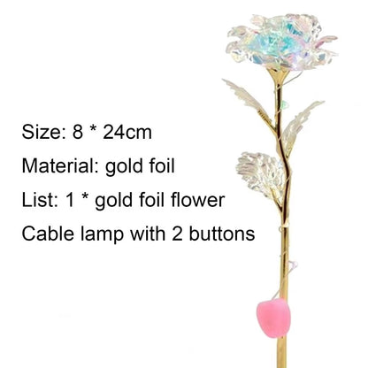 24K Foil Gold Plated PVC Rose With LED Lights