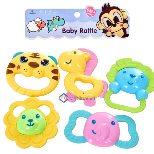 3207 Cute Baby Rattles With Teethers Pack of 5 - Madina Gift