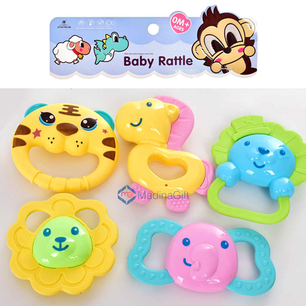 3207 Cute Baby Rattles With Teethers Pack of 5 - Madina Gift