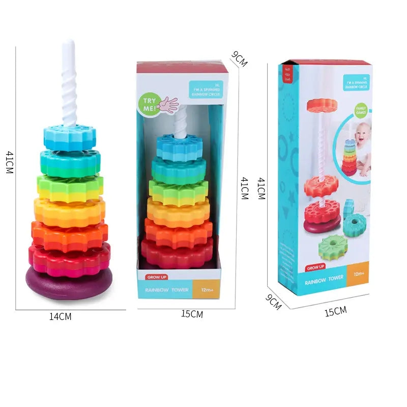 Baby Sensory Spin Gears Stacking Rings For Early Education - Madina Gift