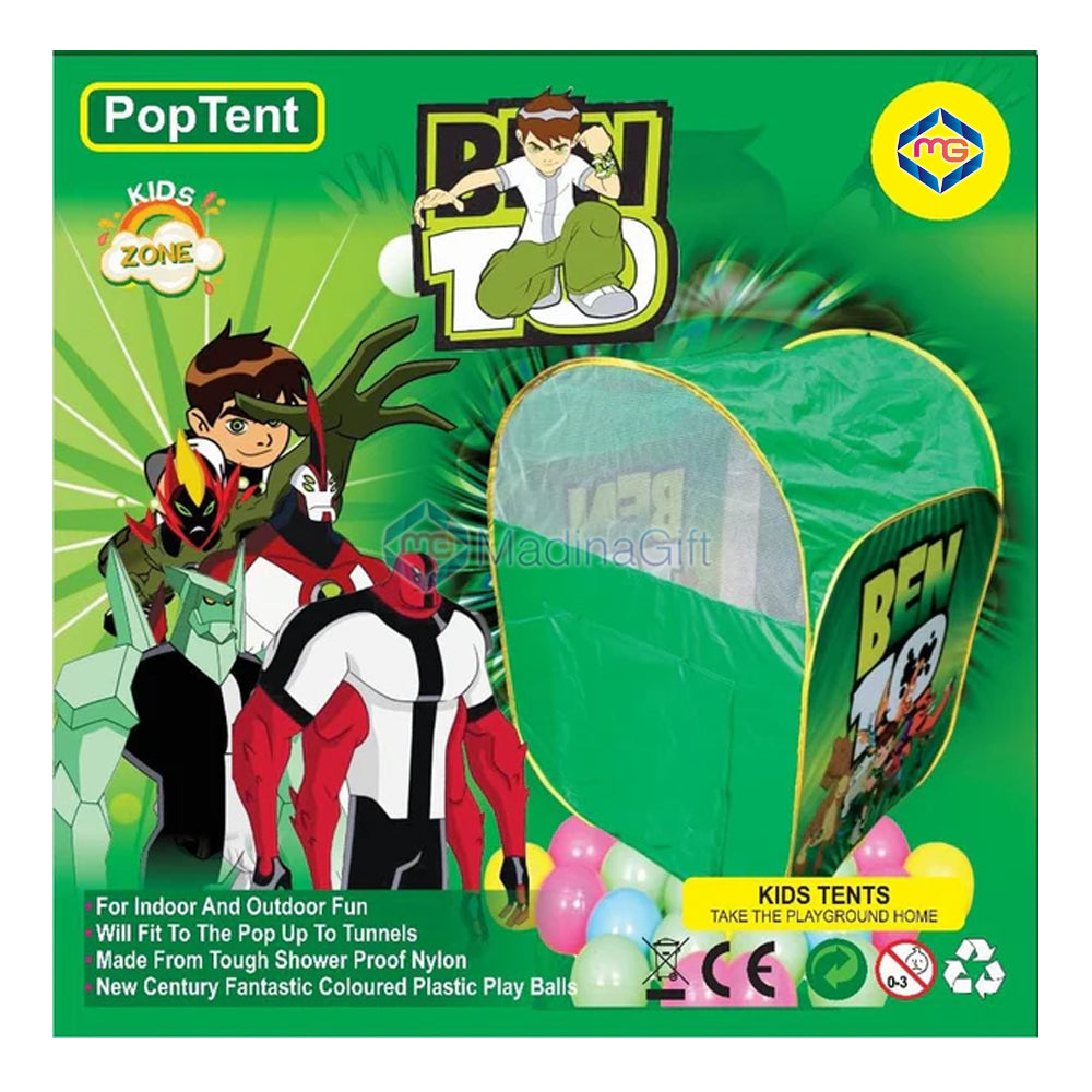 Ben10 Pop Tent House With 50 Pcs Soft Plastic Balls B10-7804 - Madina Gift