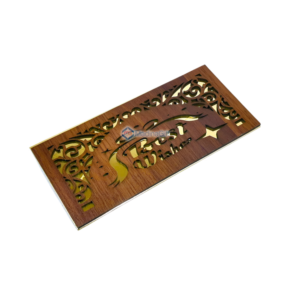 Best Wishes Wooden Money Envelope Premium & Elegant Madina Gift