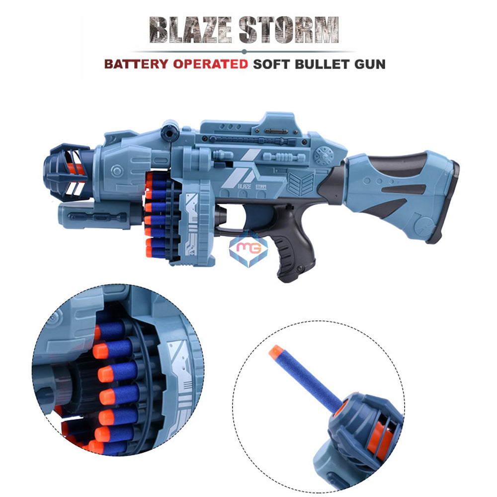 Blaze Storm Battery Operated Soft Bullet Nerf Gun Madina Gift