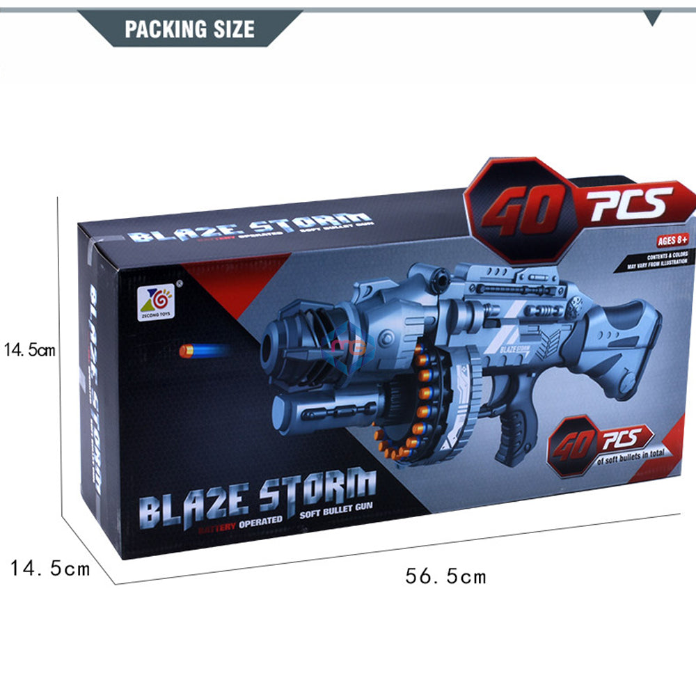 Blaze Storm Battery Operated Soft Bullet Nerf Gun ZC7076 box size