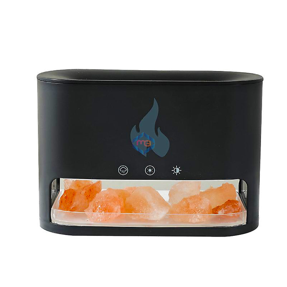 Blaze Aroma Diffuser Crystal Salt Stone & Realistic Flame Aromatherapy Madina Gift