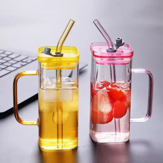 Borosilicate Glass with Acrylic Lid & Straw Madina Gift