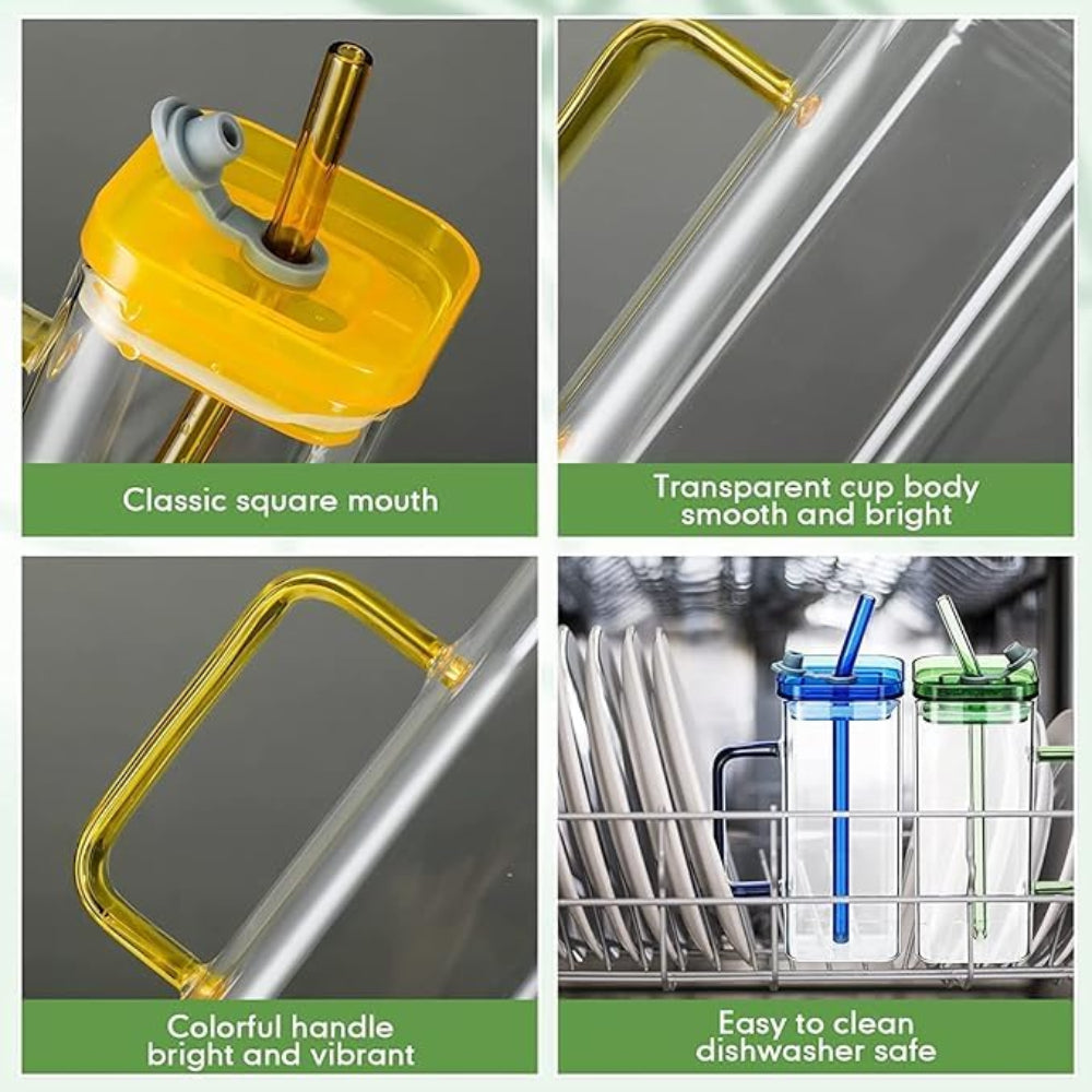 Borosilicate Glass with Acrylic Lid & Straw Madina Gift