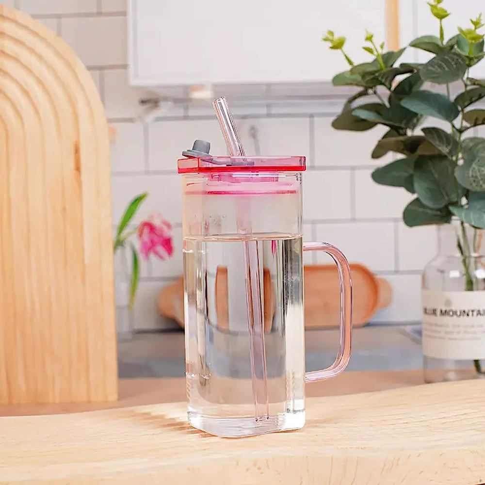 Borosilicate Glass with Acrylic Lid & Straw Madina Gift