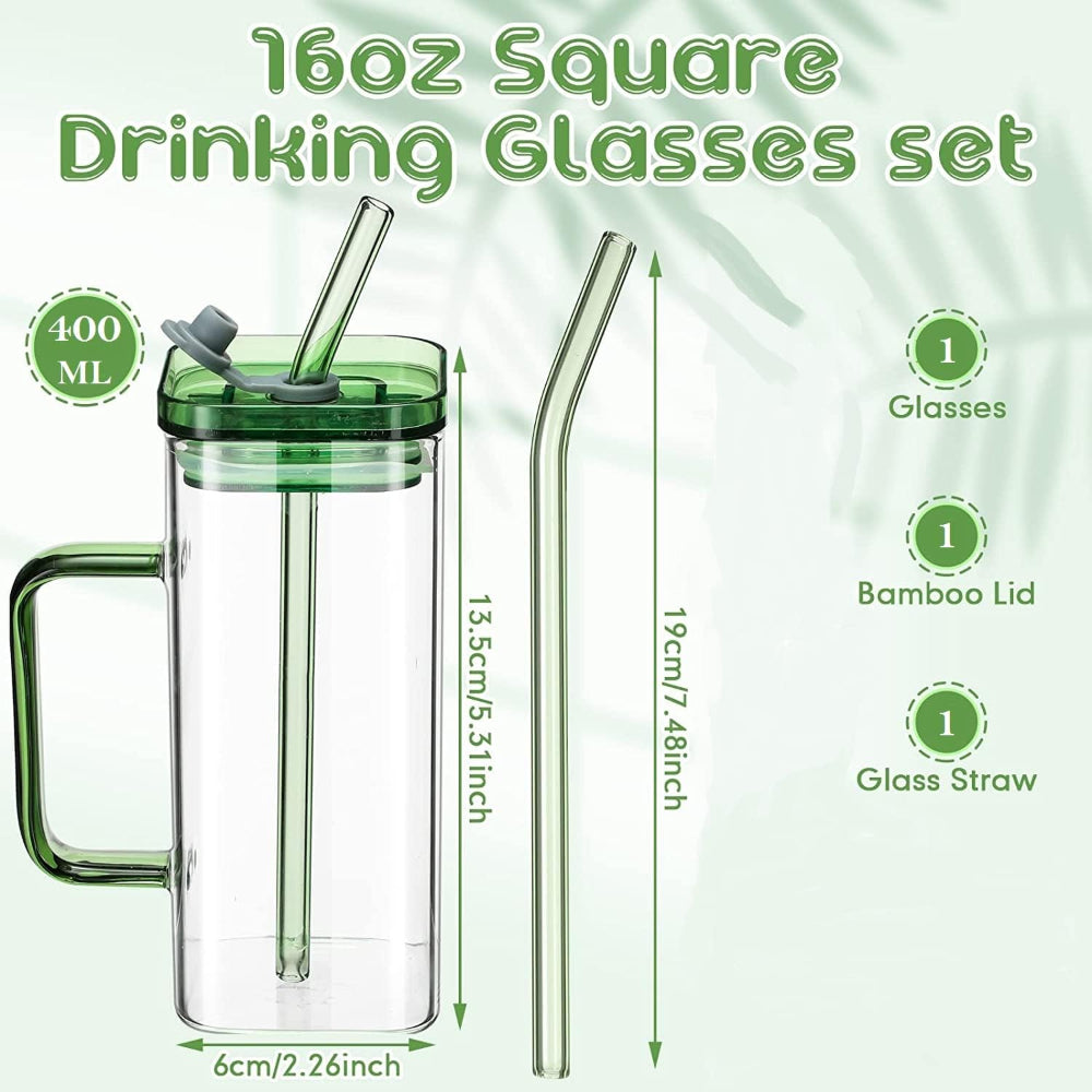Borosilicate Glass with Acrylic Lid & Straw Madina Gift