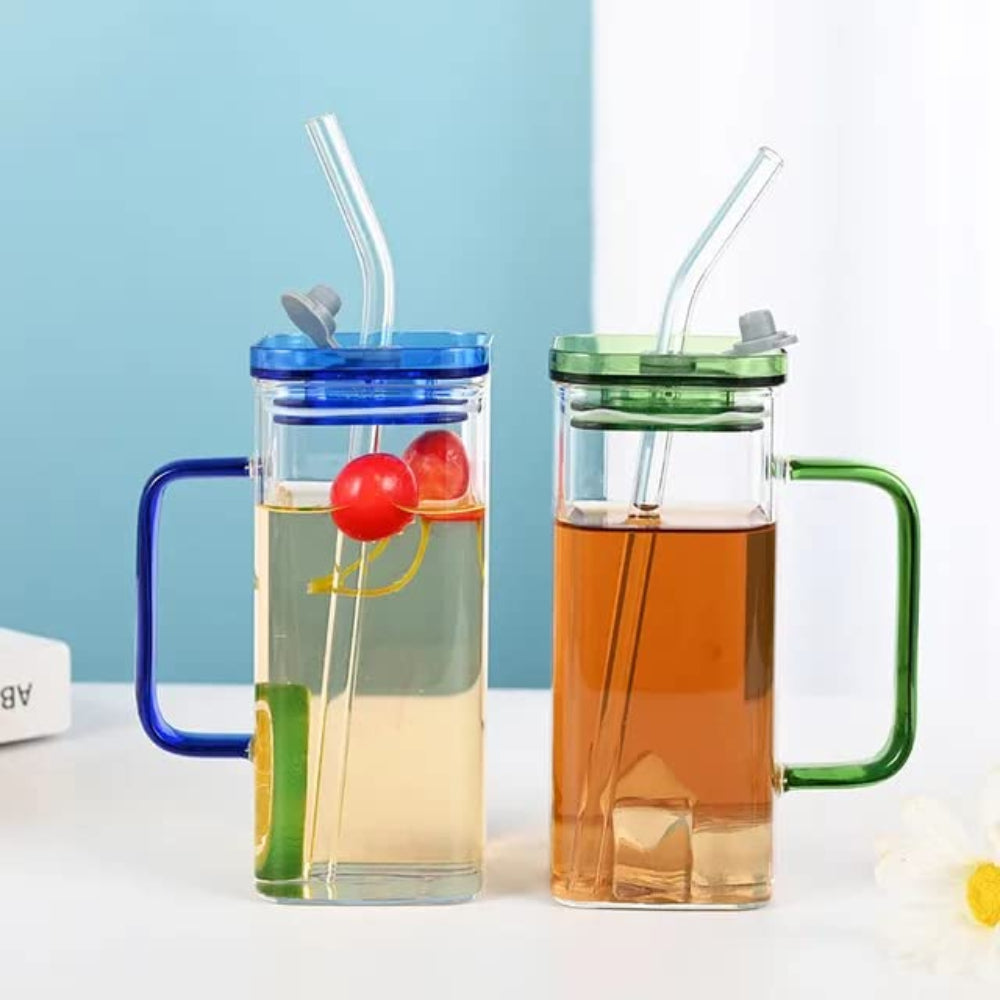 Borosilicate Glass with Acrylic Lid & Straw Madina Gift