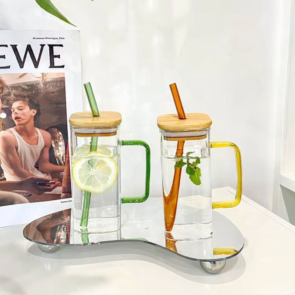 Borosilicate Glass with Bamboo Lid & Straw Madina Gift
