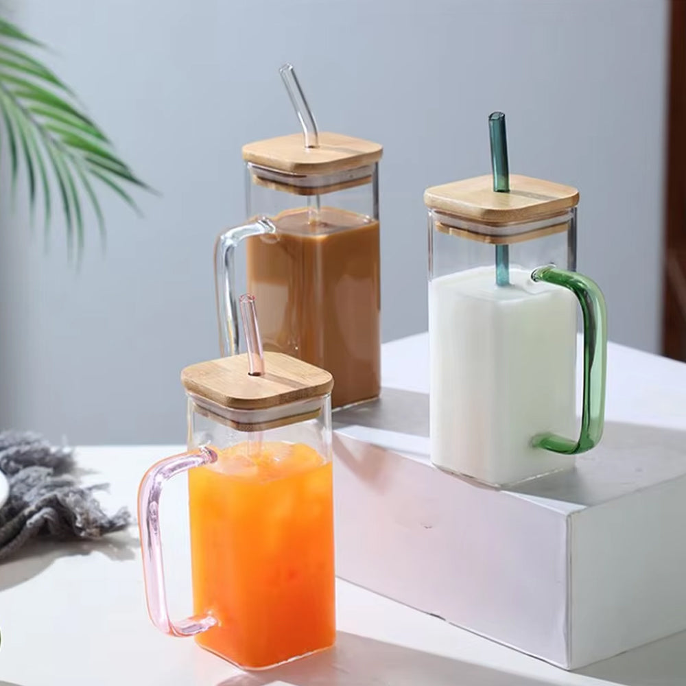 Borosilicate Glass with Bamboo Lid & Straw Madina Gift