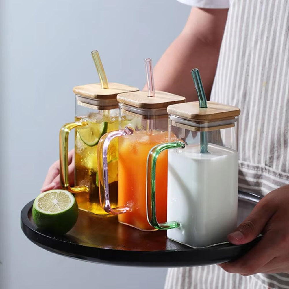 Borosilicate Glass with Bamboo Lid & Straw Madina Gift