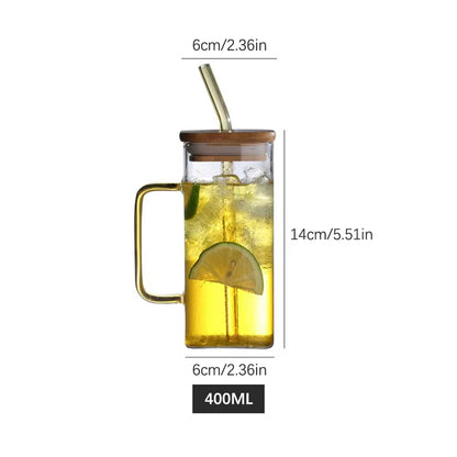Borosilicate Glass with Bamboo Lid & Straw Madina Gift