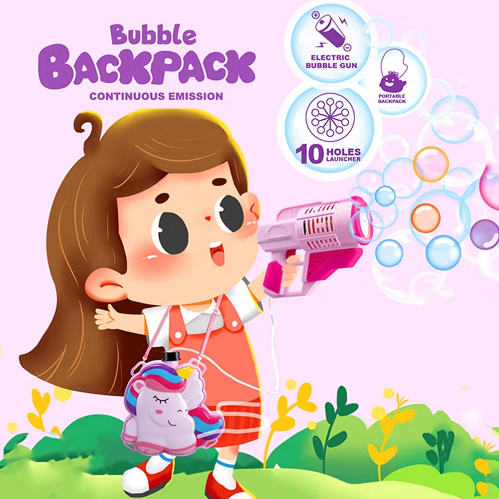 Unicorn Bubble Backpack 10 Holes Launcher P81508 Online in Pakistan Madina Gift