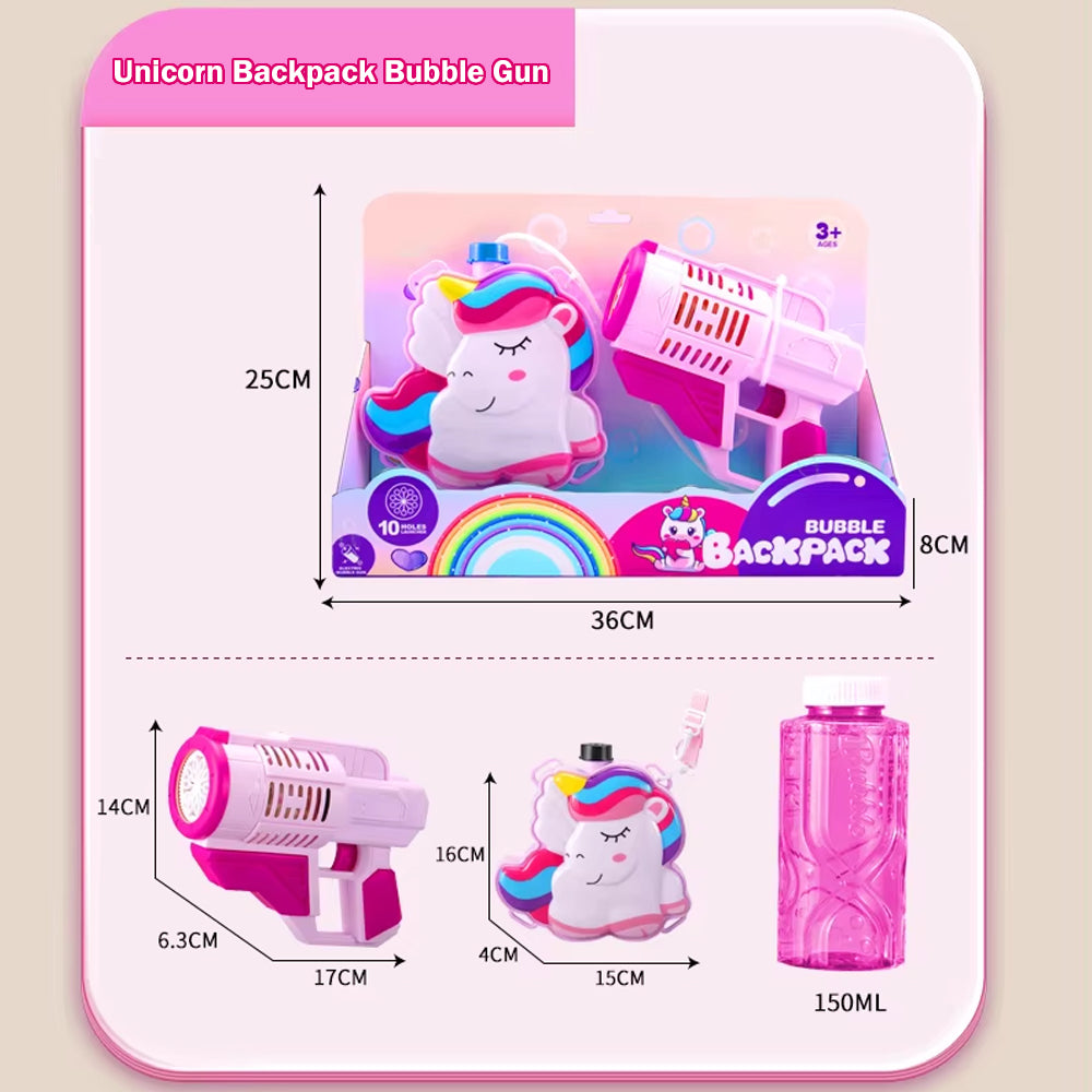 Unicorn Bubble Backpack 10 Holes Launcher P81508 Online in Pakistan Madina Gift