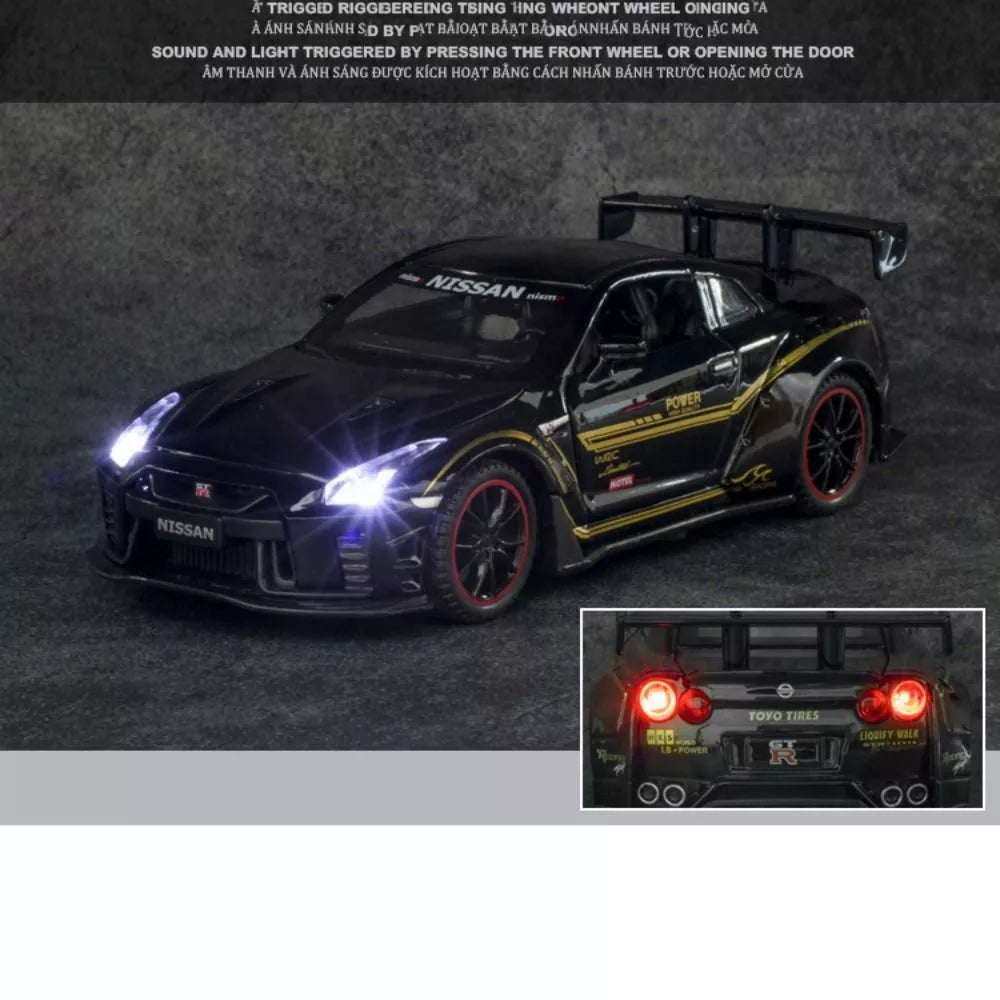 Nissan GT-R Diecast Alloy Car Model 1:24 Scale With Light And Music - Madina Gift
