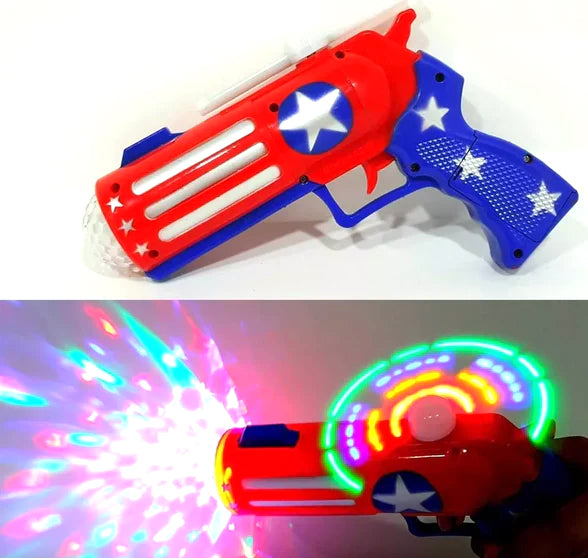 YF551 Flashing Spinning Lights Windmill Toy Gun - Madina Gift Captain America Musical Gun