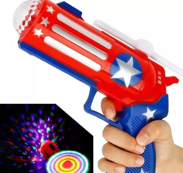 YF551 Flashing Spinning Lights Windmill Toy Gun - Madina Gift Captain America Musical Gun