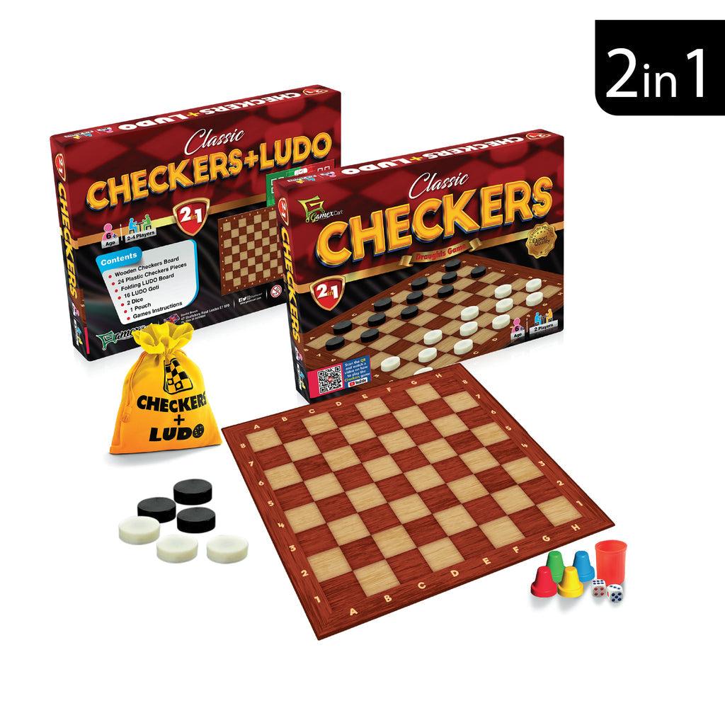 Classic Checkers 2 in 1 Wooden Board Game Online in Karachi Pakistan madinagift.pk