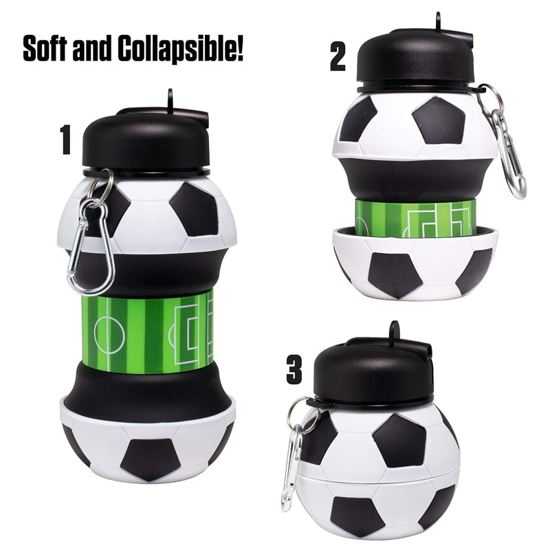 Collapsible BPA-Free Silicone Football Water Bottle for Kids - 550 ML - Madina Gift