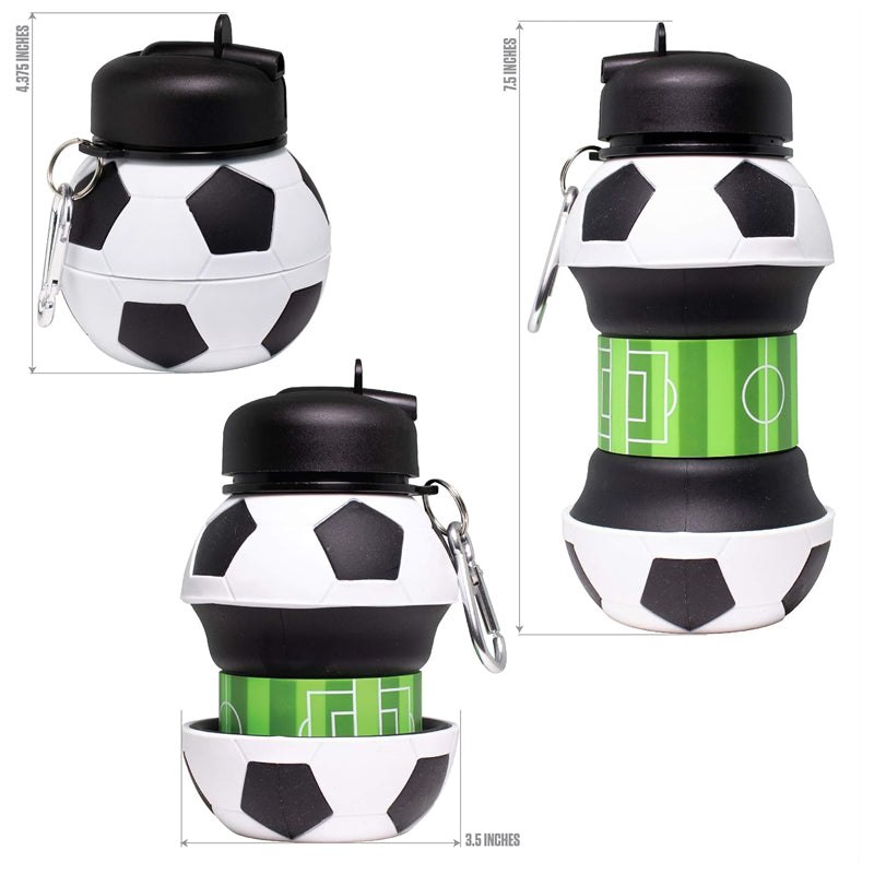 Collapsible BPA-Free Silicone Football Water Bottle for Kids - 550 ML - Madina Gift