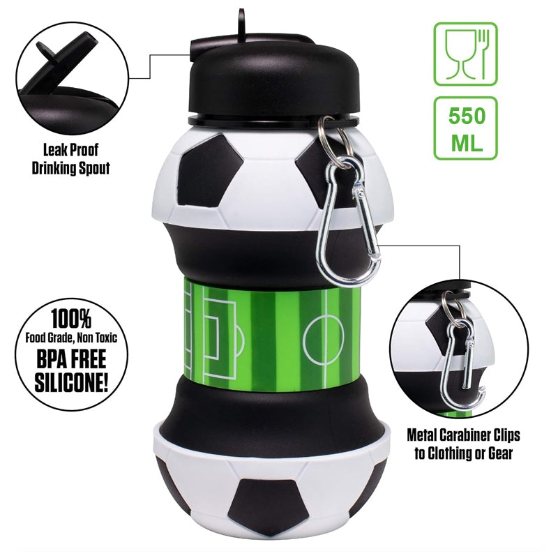 Collapsible BPA-Free Silicone Football Water Bottle for Kids - 550 ML - Madina Gift