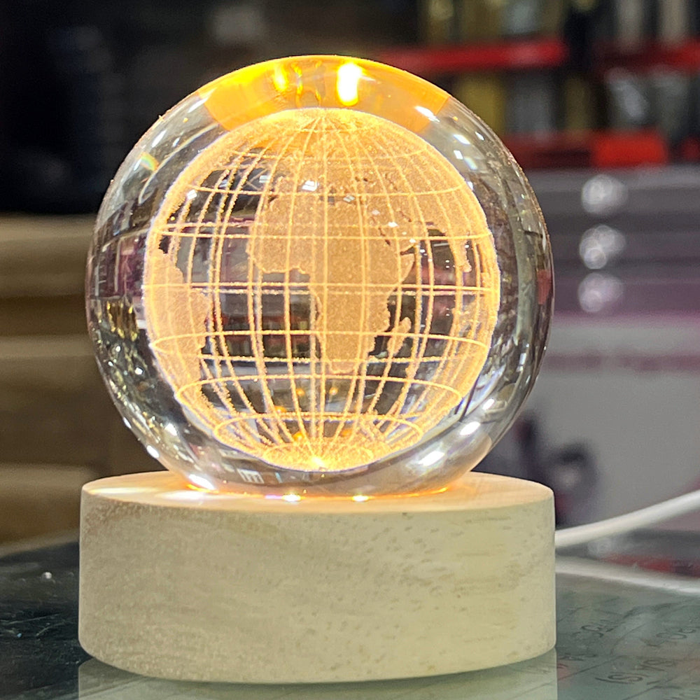 3D Galaxy Crystal Ball with LED Display Base & Laser Engraved Solar System Crystal Glass Globe