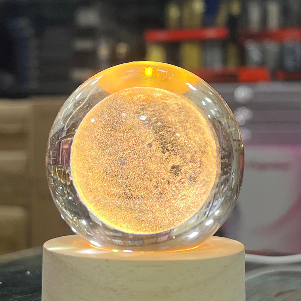 3D Galaxy Crystal Ball with LED Display Base & Laser Engraved Solar System Crystal Glass Globe